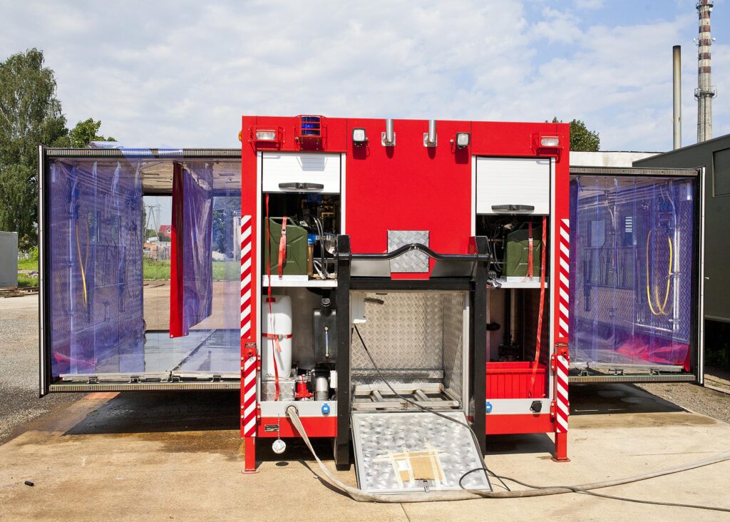 Extendable fire container for mass decontamination, type KRD